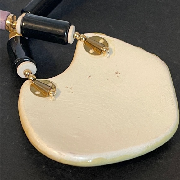 1980’s Japan Ceramic Art Deco Style Lady Pendant Necklace - Picture 6 of 11